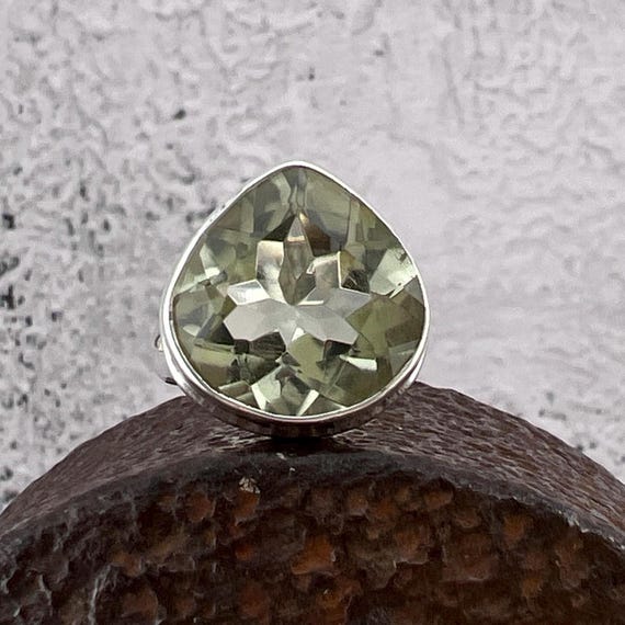 Green Amethyst (prasiolite) 925 Sterling Silver Ring Vintage