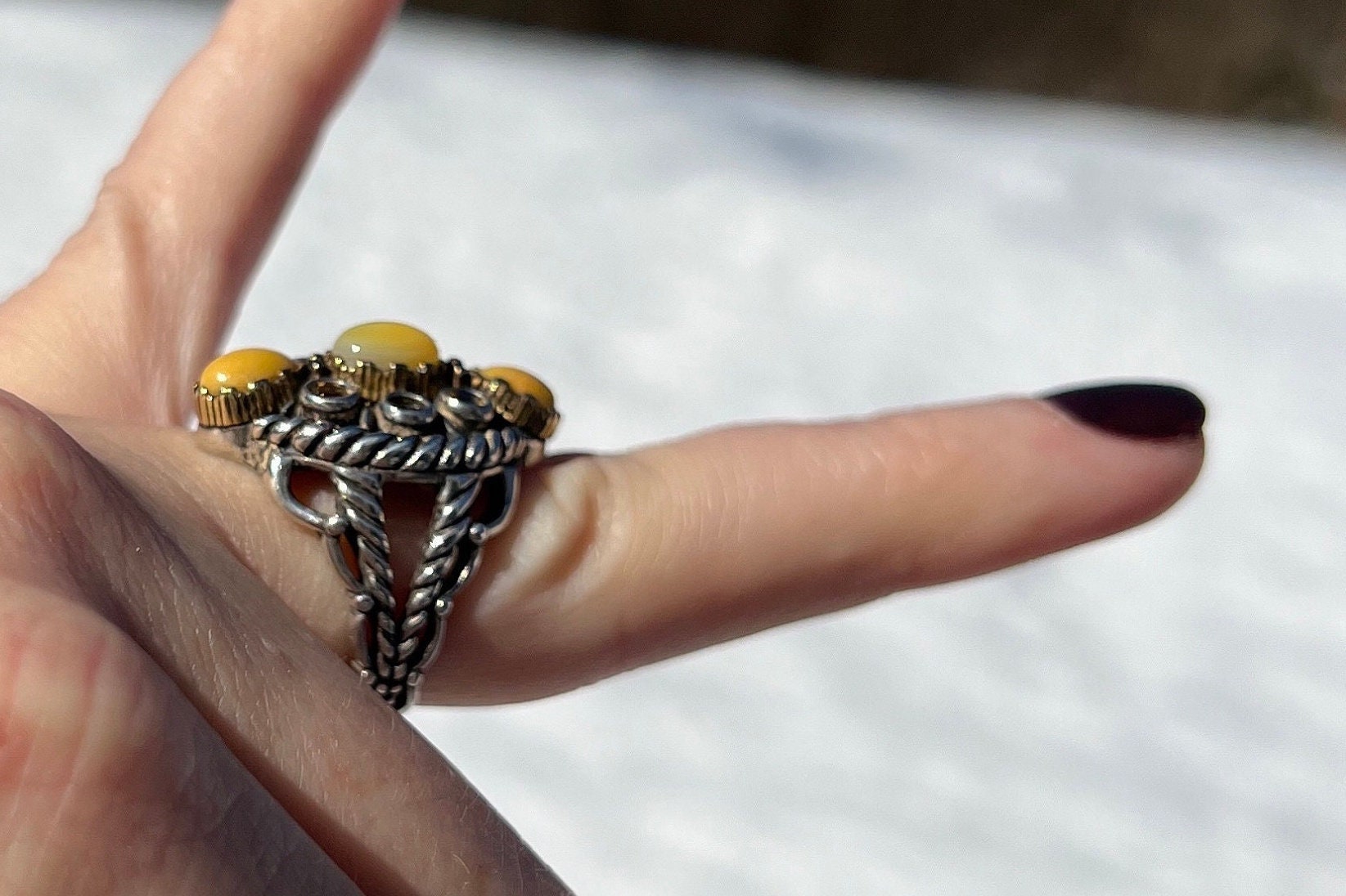 Vintage Carolyn Pollack Relios Yellow Jasper and Citrine 925 