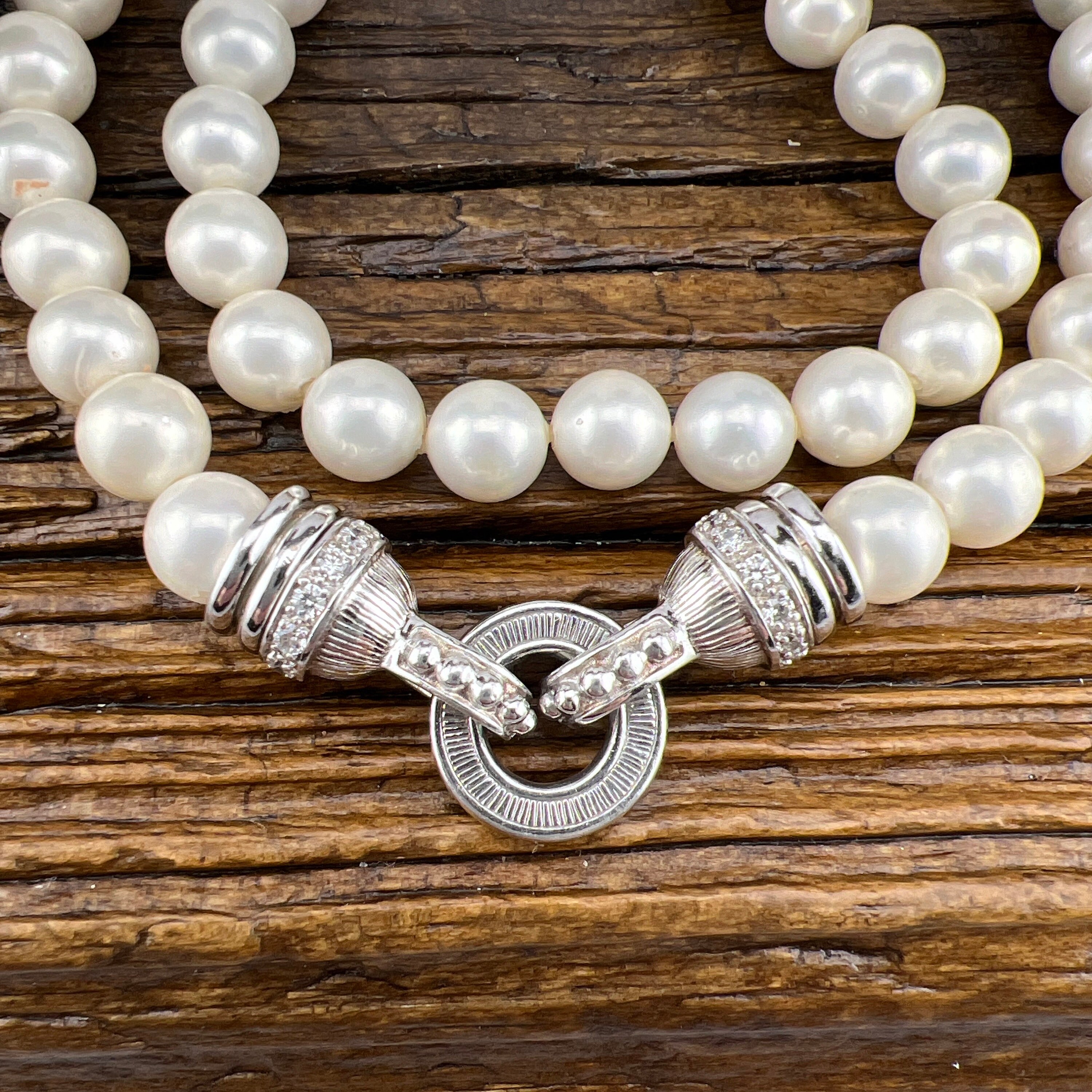 Judith Ripka Pearl 925 Sterling Silver and Cubic Zirconia