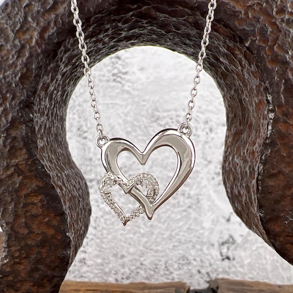 Judith Ripka Eros Sterling Silver Interlocking Hearts CZ Necklace