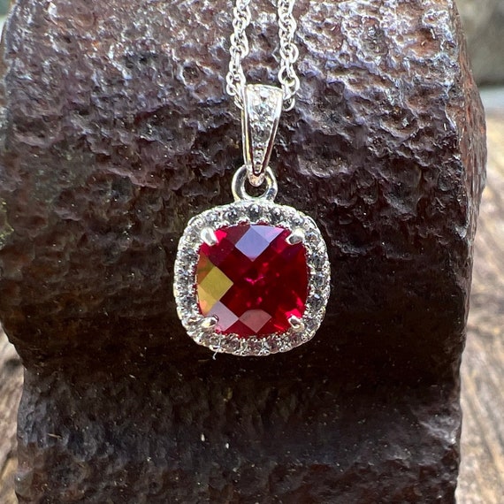 Vintage Synthetic Ruby and Genuine Clear Topaz 92… - image 1