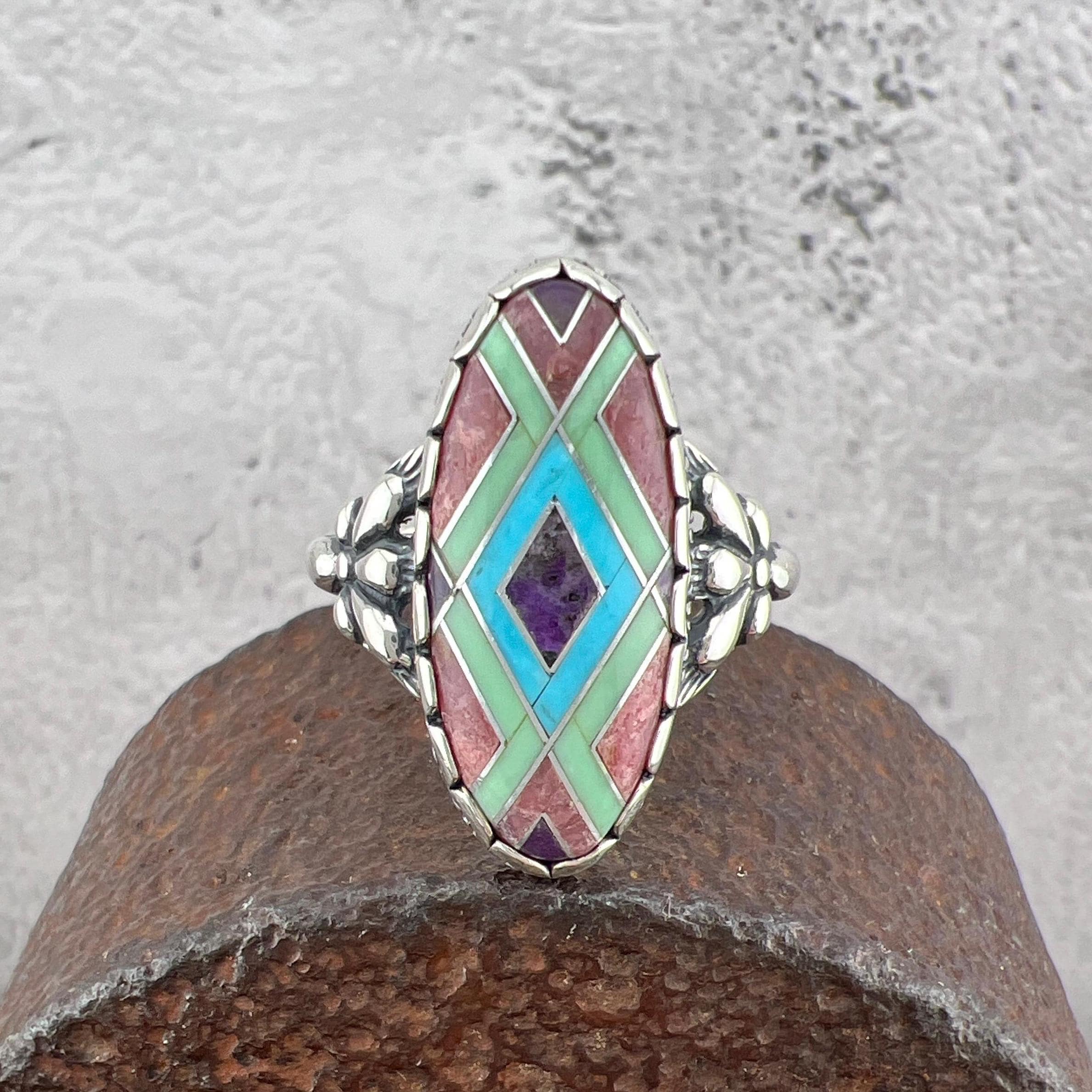 Carolyn Pollack Relios Inlay Sterling Silver Ring - Vintage Estate