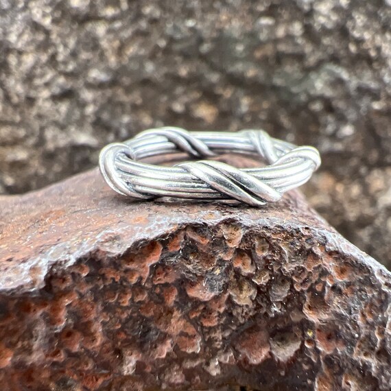 Vintage Estate Silver Twisted Stackable Stacker R… - image 5