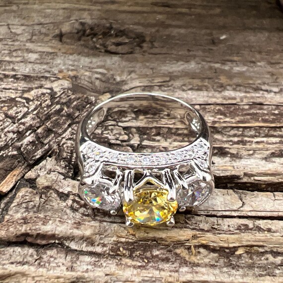 Vintage Estate Canary Yellow Cubic Zirconia Accen… - image 5