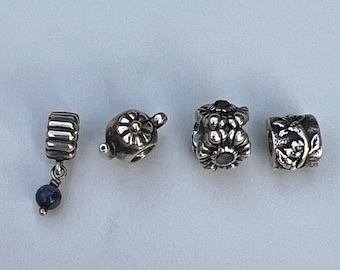 Vintage Estate Authentic Pandora Flower, Teapot, Bead Dangle Charm
