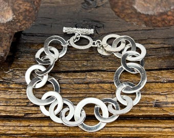 Vintage Heavy 925 Sterling Silver Toggle Bracelet - Etsy Vintage Heavy 925 Sterling Silver Toggle Bracelet - Etsy