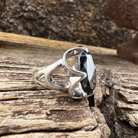 Vintage Estate Hematite 925 Sterling Silver Ring - image 4