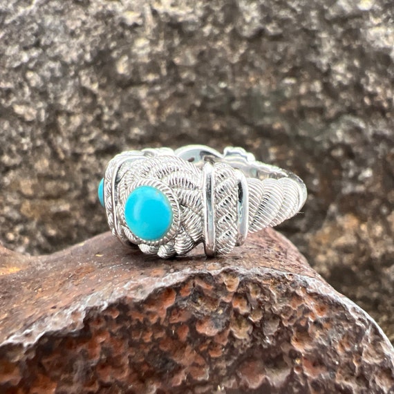 Vintage Estate Judith Ripka Turquoise 925 Sterling Silver Ring