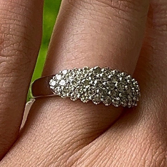 Estate 10k White Gold Ring with Diamonds - image 2