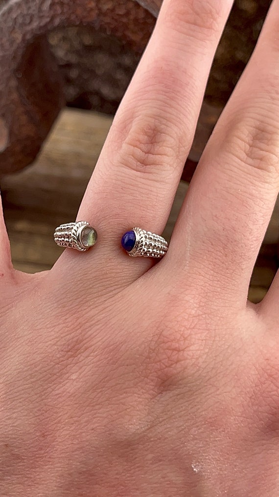 Vintage Estate Sterling Silver Lapis Lazuli and Mo