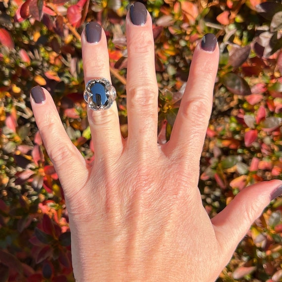 Vintage Estate Hematite 925 Sterling Silver Ring - image 6