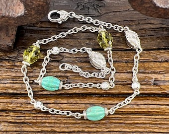 Judith Ripka Turquoise Lemon Quartz Sterling Silver Necklace - 18