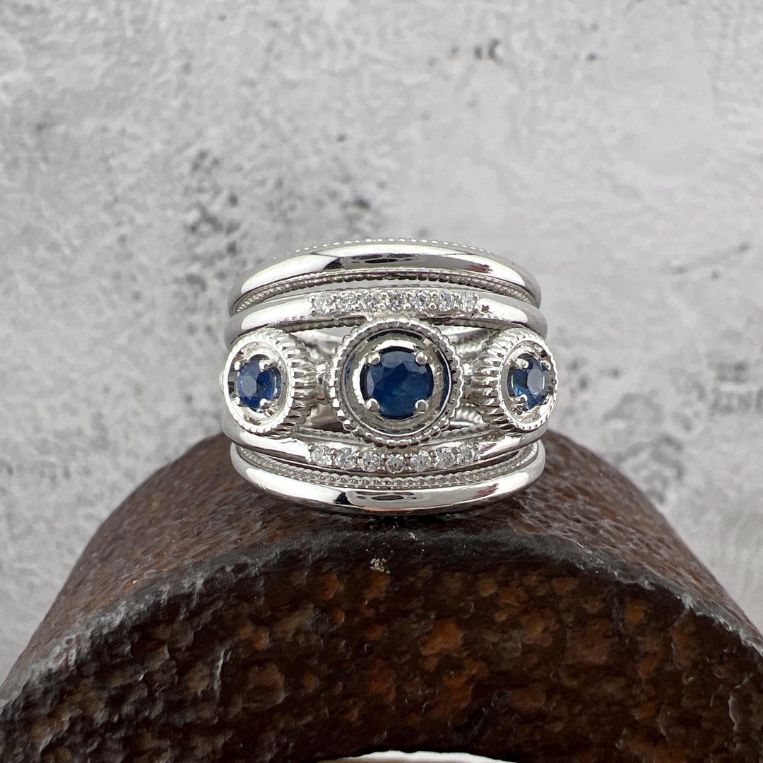 Judith Ripka Max Blue Sapphire Sterling Silver Ring: Cubic