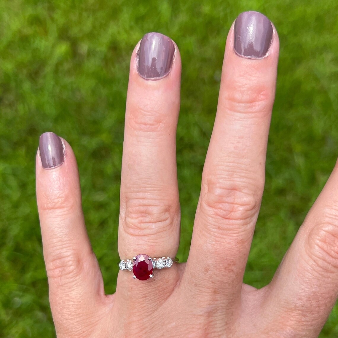 Ruby and Diamonds 14k White Gold Ring - US Size 6.5 - Vintage Estate - Etsy