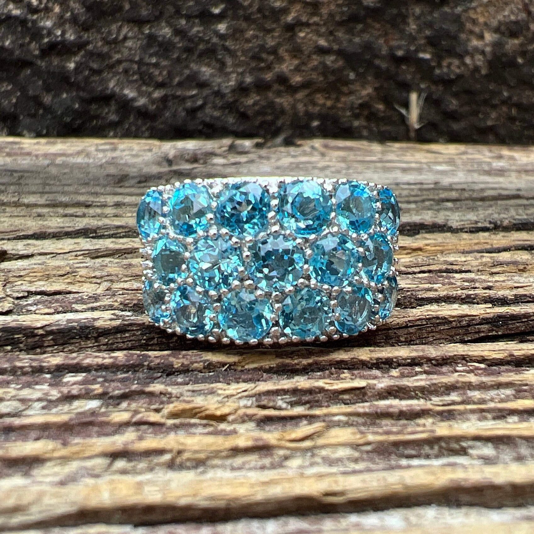 Vintage Estate Blue Topaz 925 Sterling Silver Cocktail Ring - Etsy
