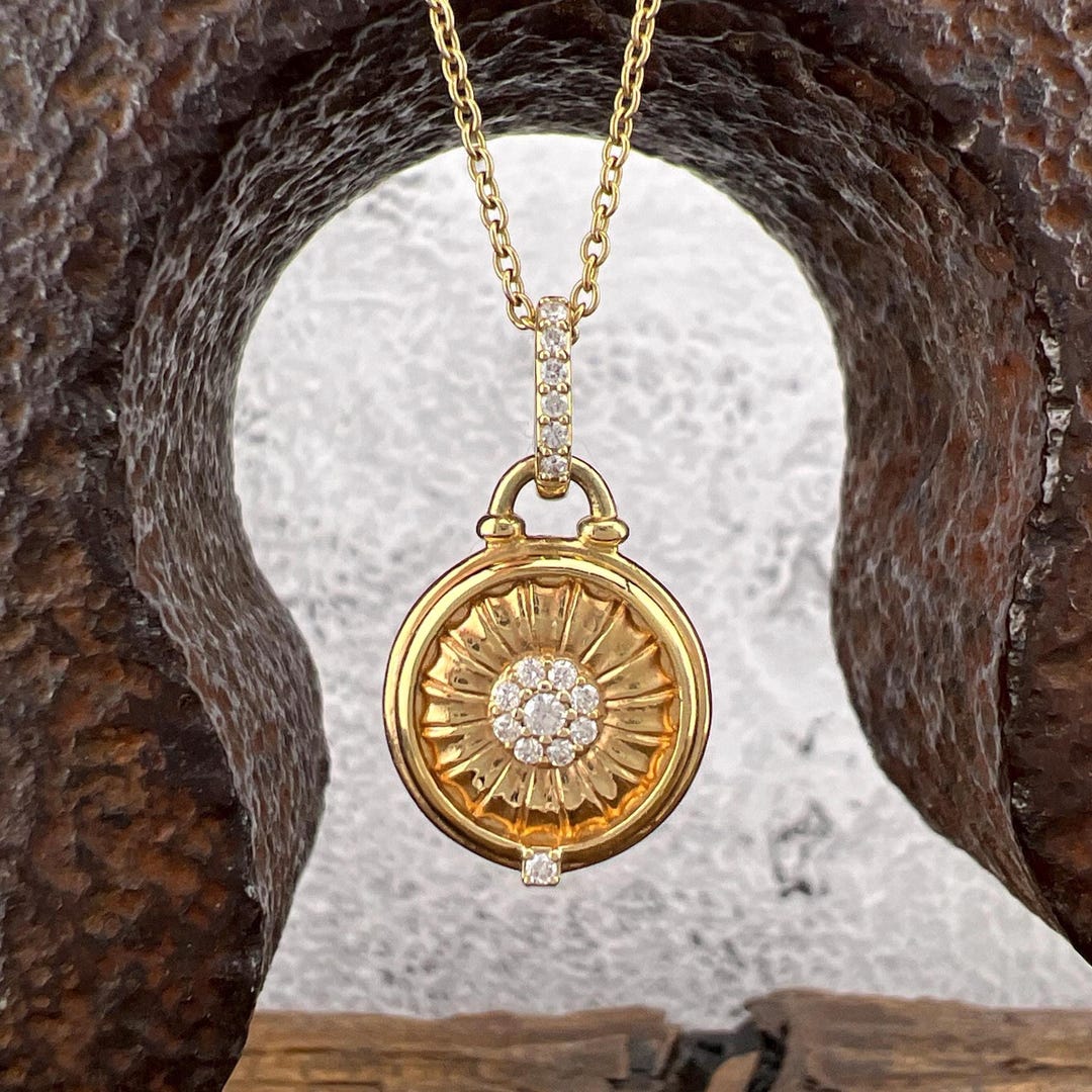 Collana Girasole In Argento 925 Con Cristallo Blu YEESIA: Ciondolo Dorato A Forma Di Girasole, Gioiello Regalo Per Donne