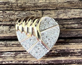 Estate LeVian Diamond Heart 14k Yellow Gold Pendant