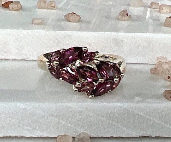 Vintage Rhodolite Garnet Sterling Silver Ring - image 1