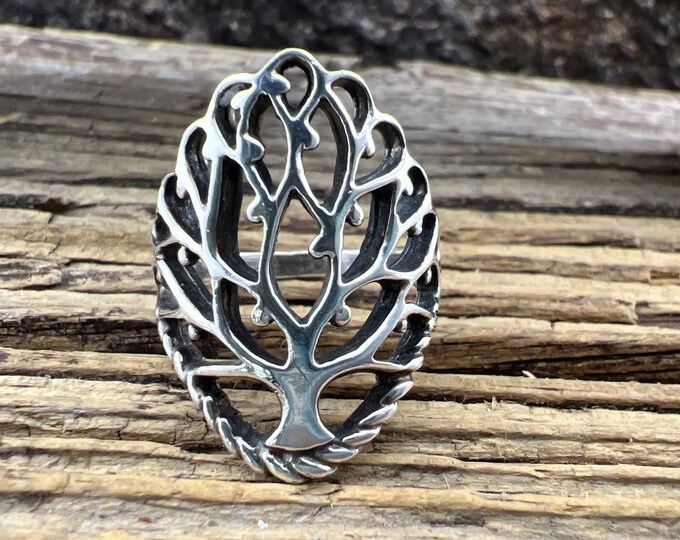 Vintage Estate Tree of Life 925 Sterling Silver Ring - Etsy