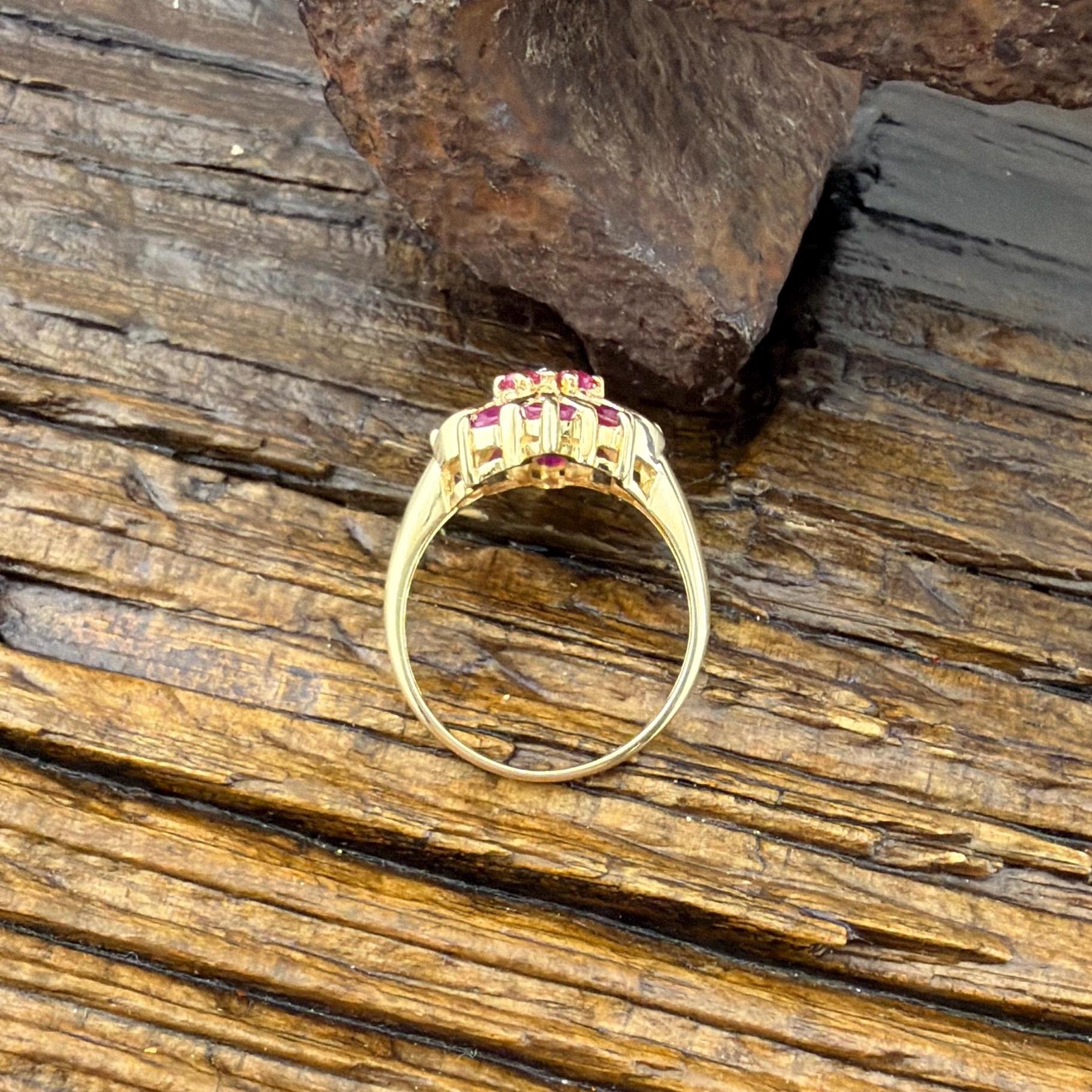 14K Ruby and Diamond Art Deco Yellow Gold Ring - US Size 6.75 - Vintage ...