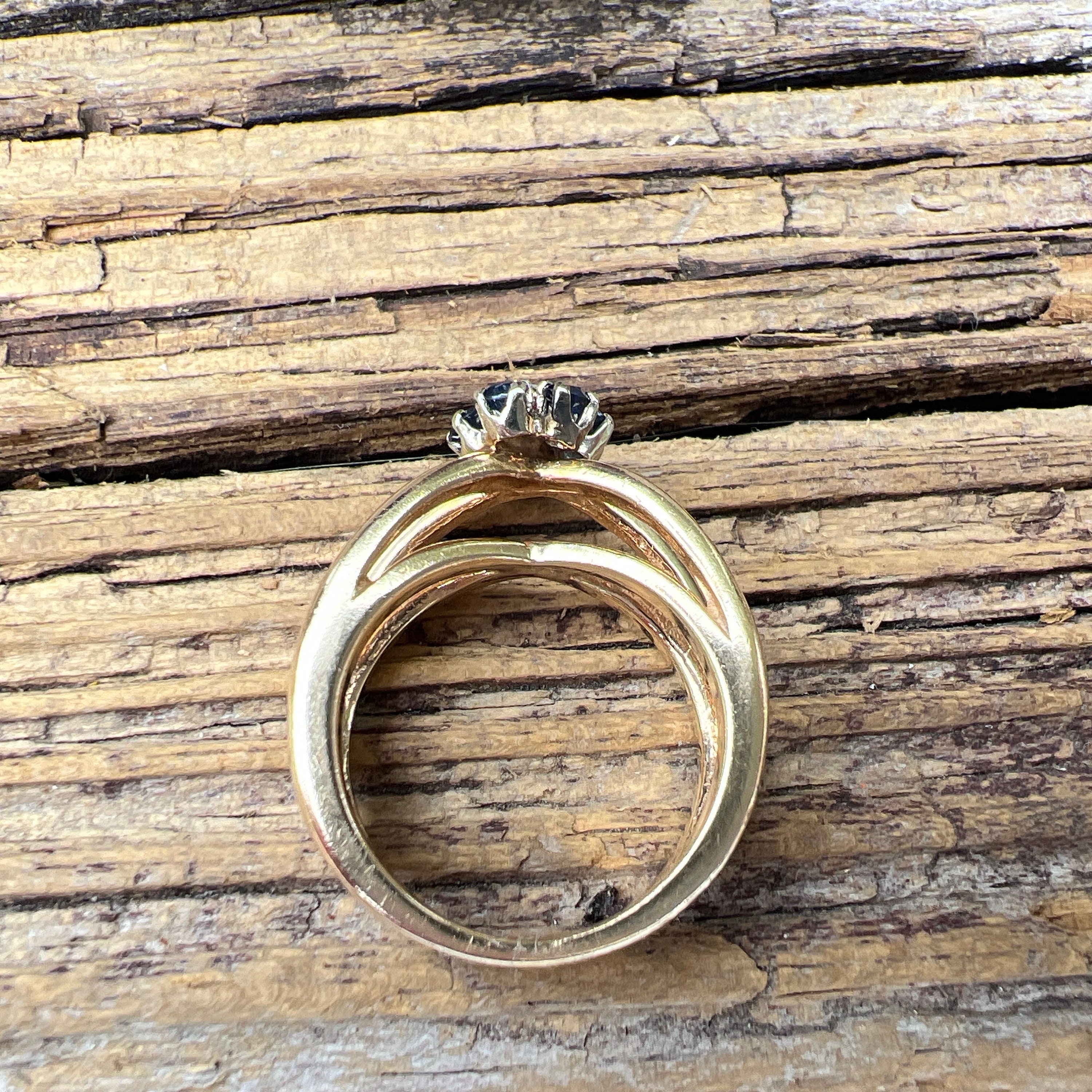 Vintage Estate 14k London Blue Topaz and Diamond Flower Gold Splint ...