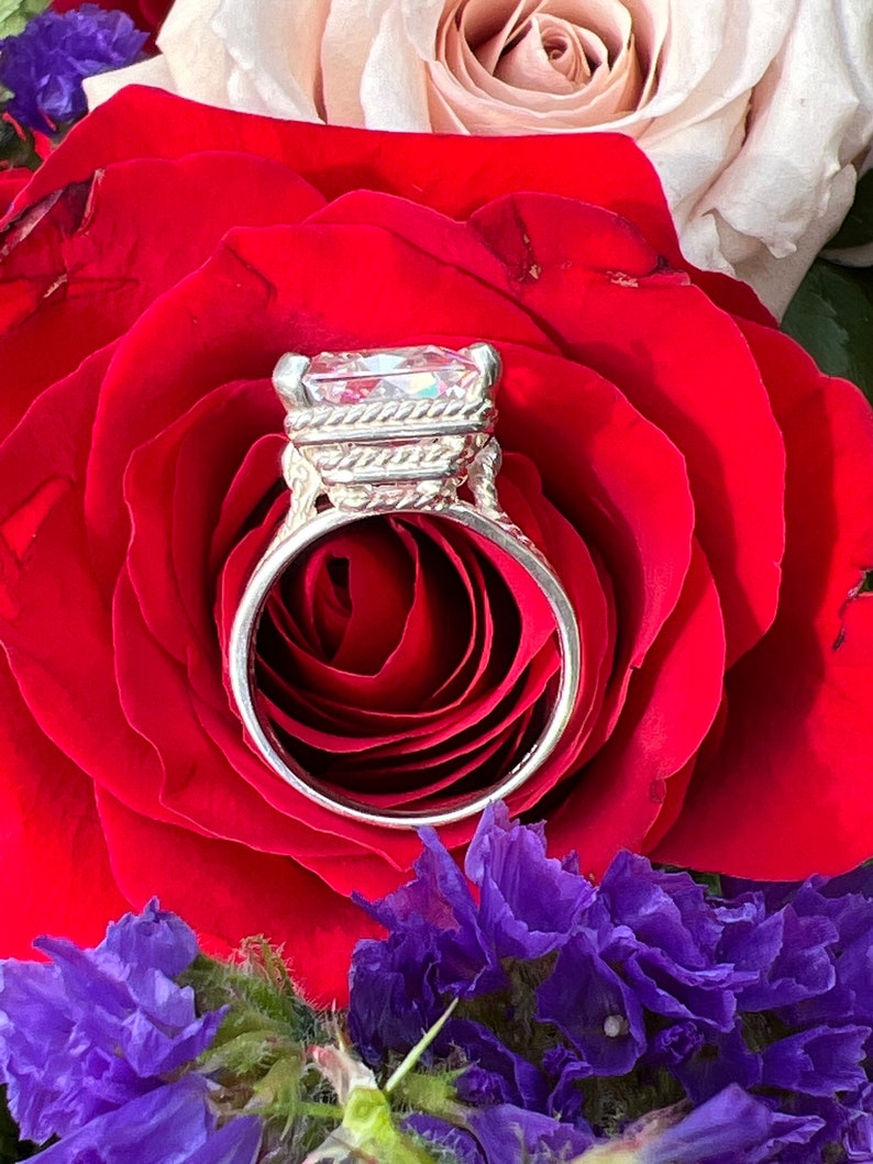 Vintage Sterling Silver Cubic Zirconia Ring Etsy