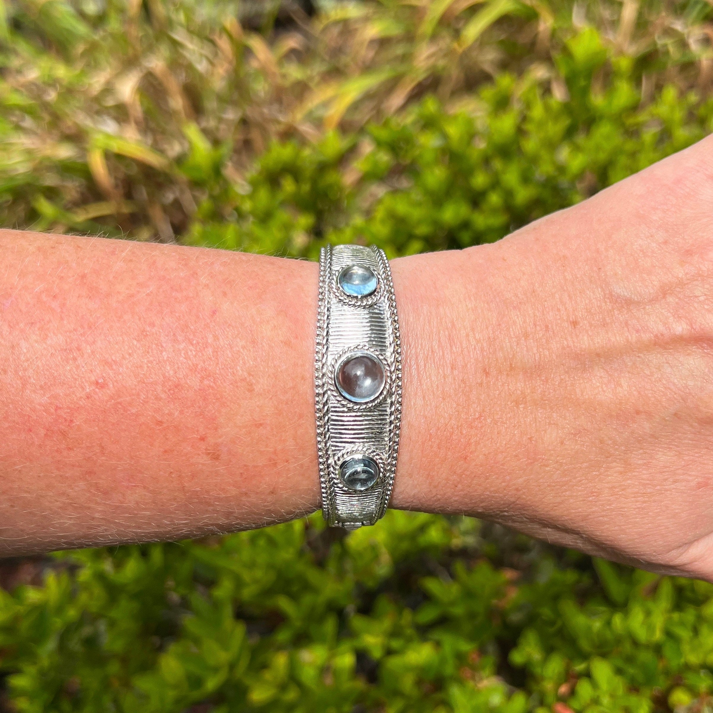 Judith Ripka Blue Topaz Sterling Silver Cuff Bracelet - Etsy