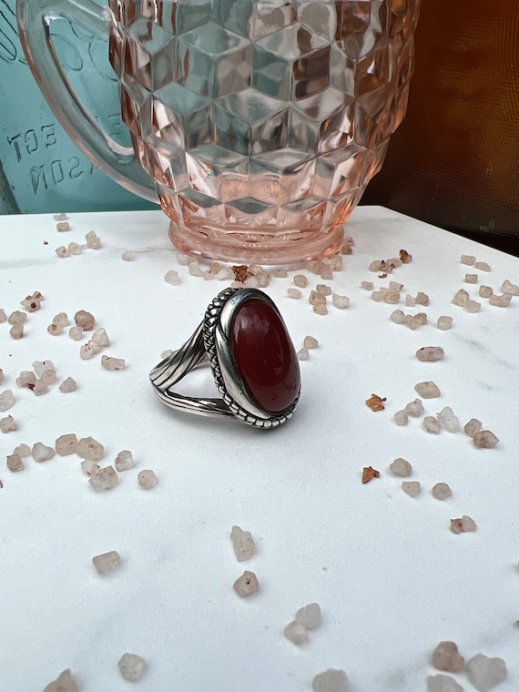 Vintage Estate BARSE 925 Carnelian Cabochon Sterl… - image 2