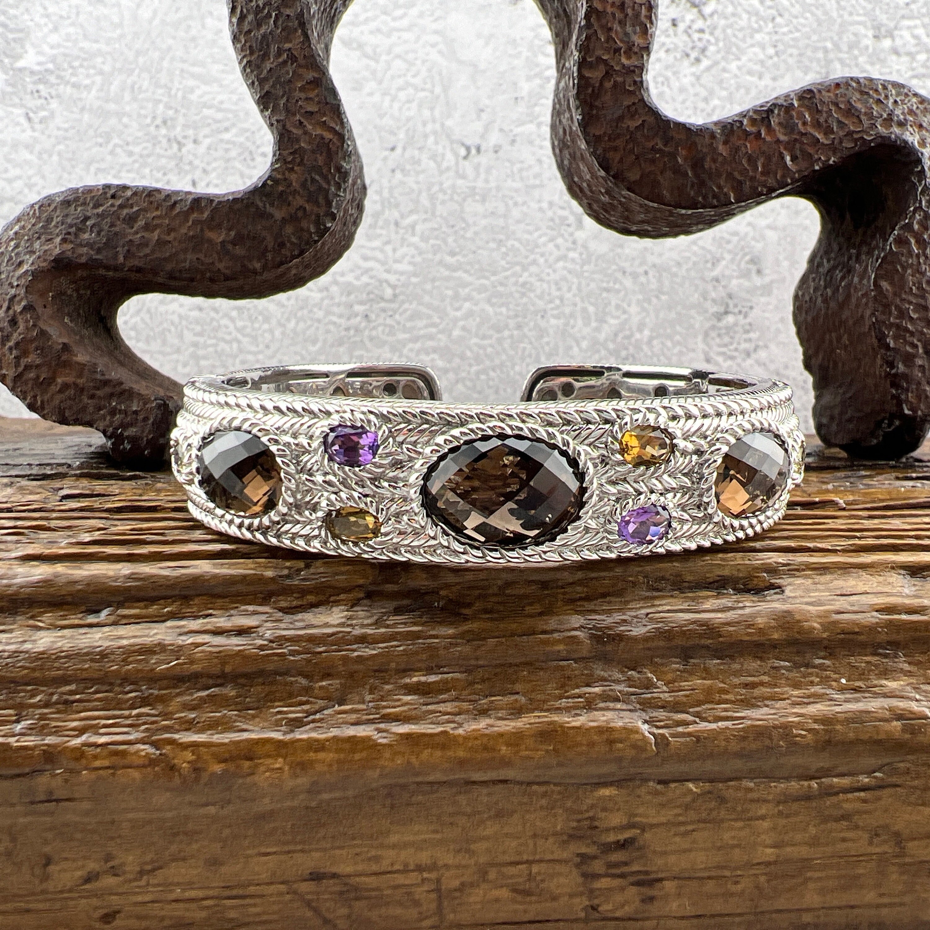 Judith Ripka Smoky Quartz, Citrine, Amethyst 925 Sterling
