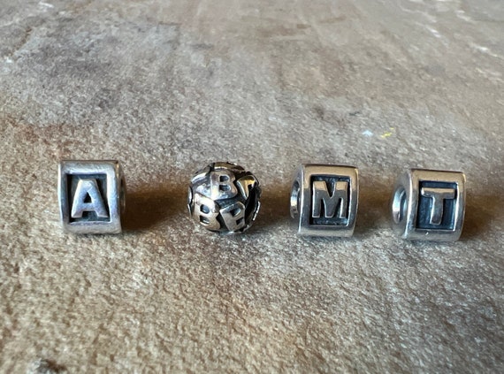 Vintage Estate Authentic Pandora Letter Initial Charms A B M T Etsy Canada