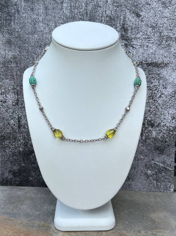 Judith Ripka Turquoise Lemon Quartz Sterling Silver Necklace - 18