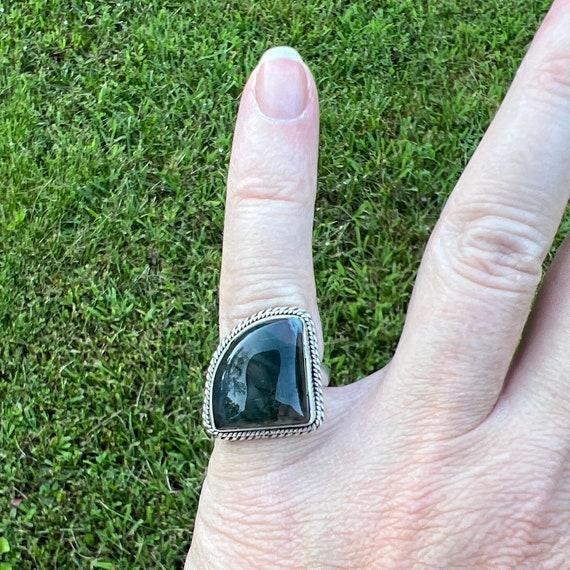 Vintage Estate Moss Agate 925 Sterling Silver Ring - image 5