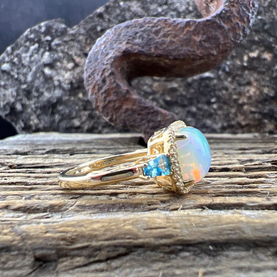 Vintage Estate 10k Opal with White Topaz Halo and… - image 4