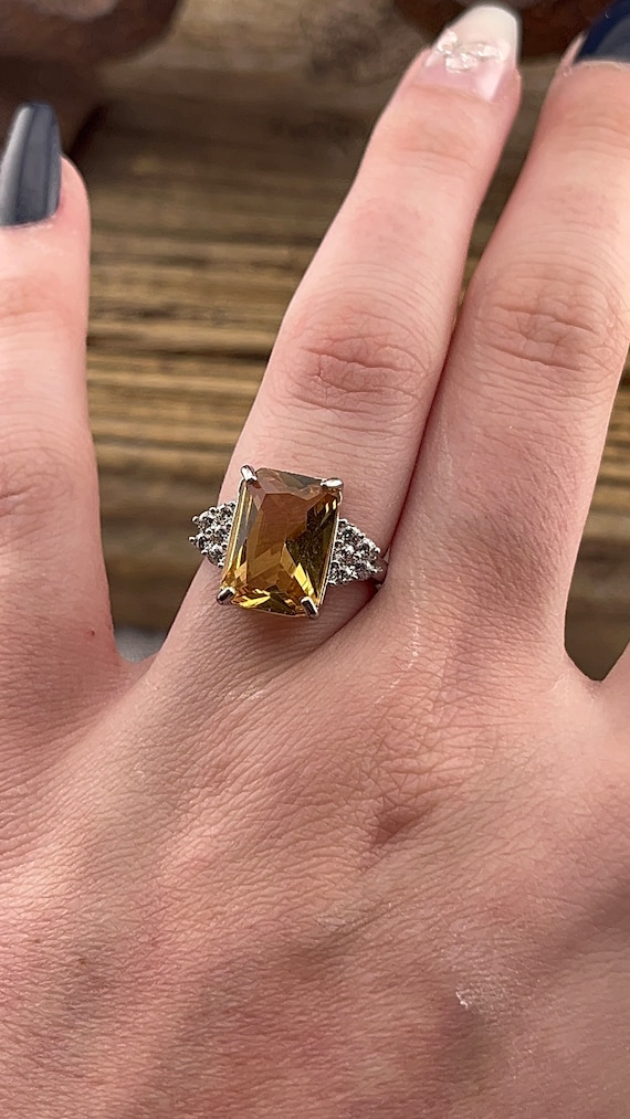 Sterling Silver RIng with Yellow and Clear Cubic Z