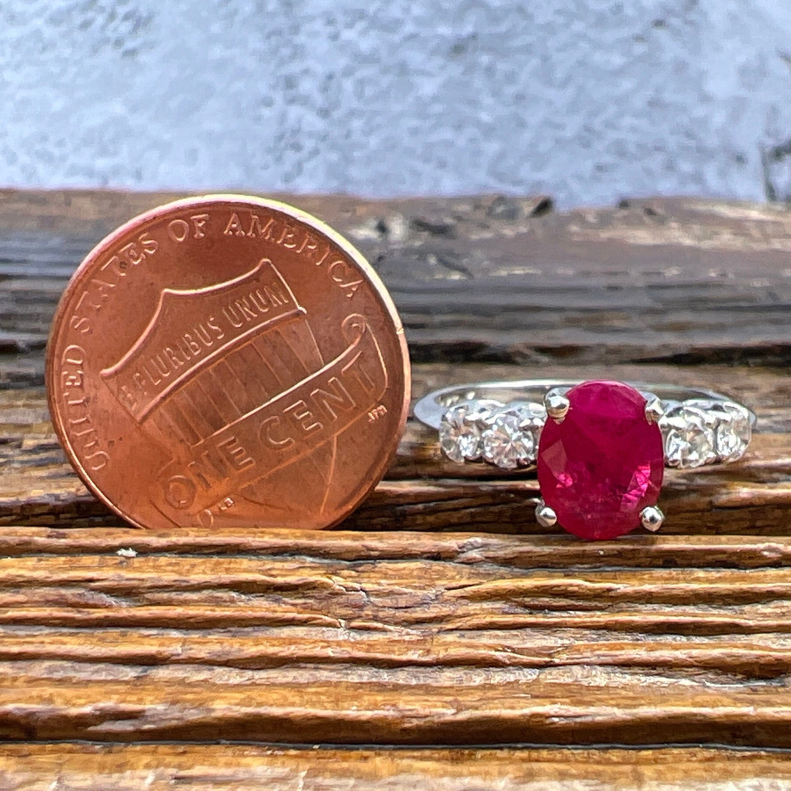 Ruby and Diamonds 14k White Gold Ring - Vintage Estate - Etsy