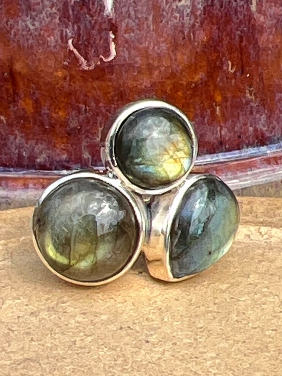 Vintage Sterling Silver Labradorite Ring - image 2