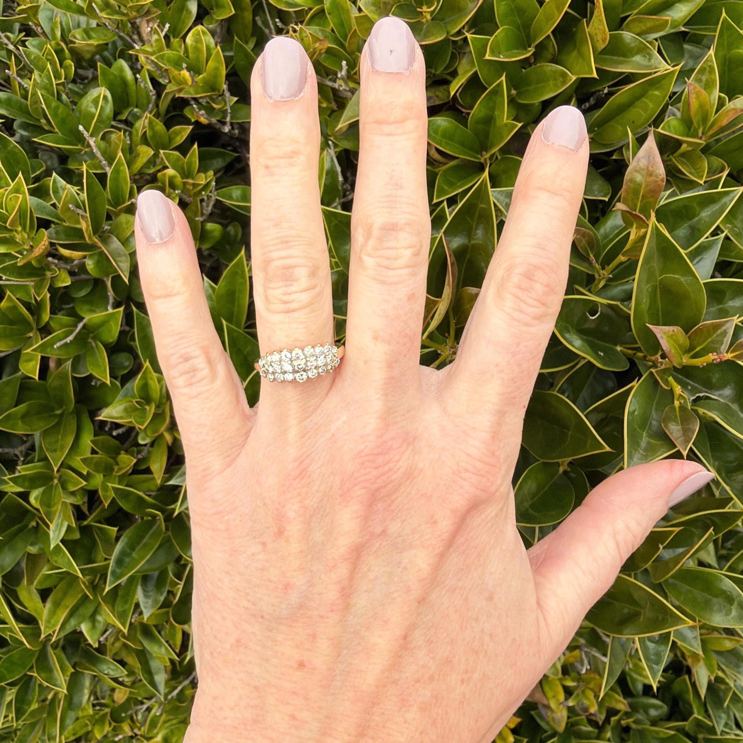 14k Diamond Yellow Gold Ring - Vintage Estate - US Size 8.75 - Etsy
