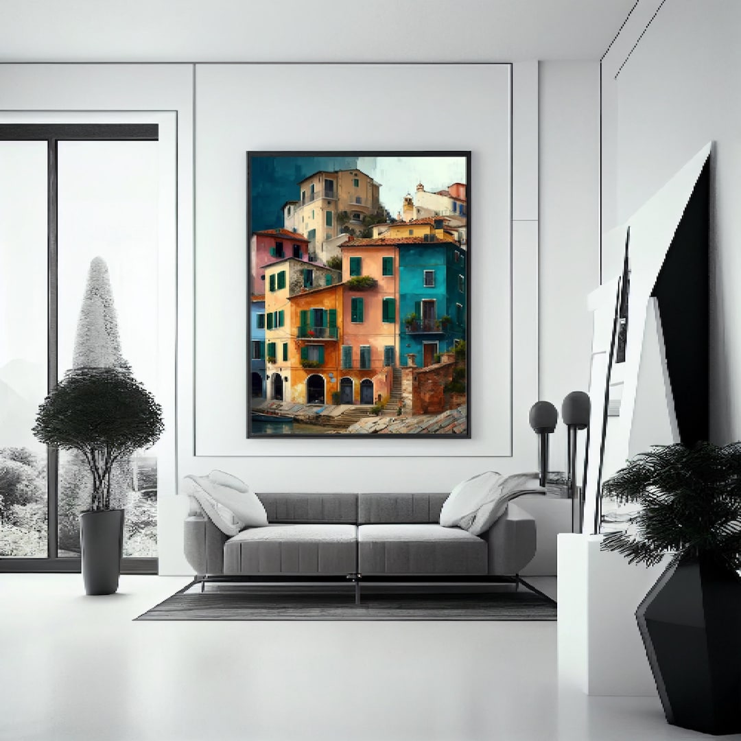 Printable Italian Coastal Villa | Italy Wall Art | Digital Download ...