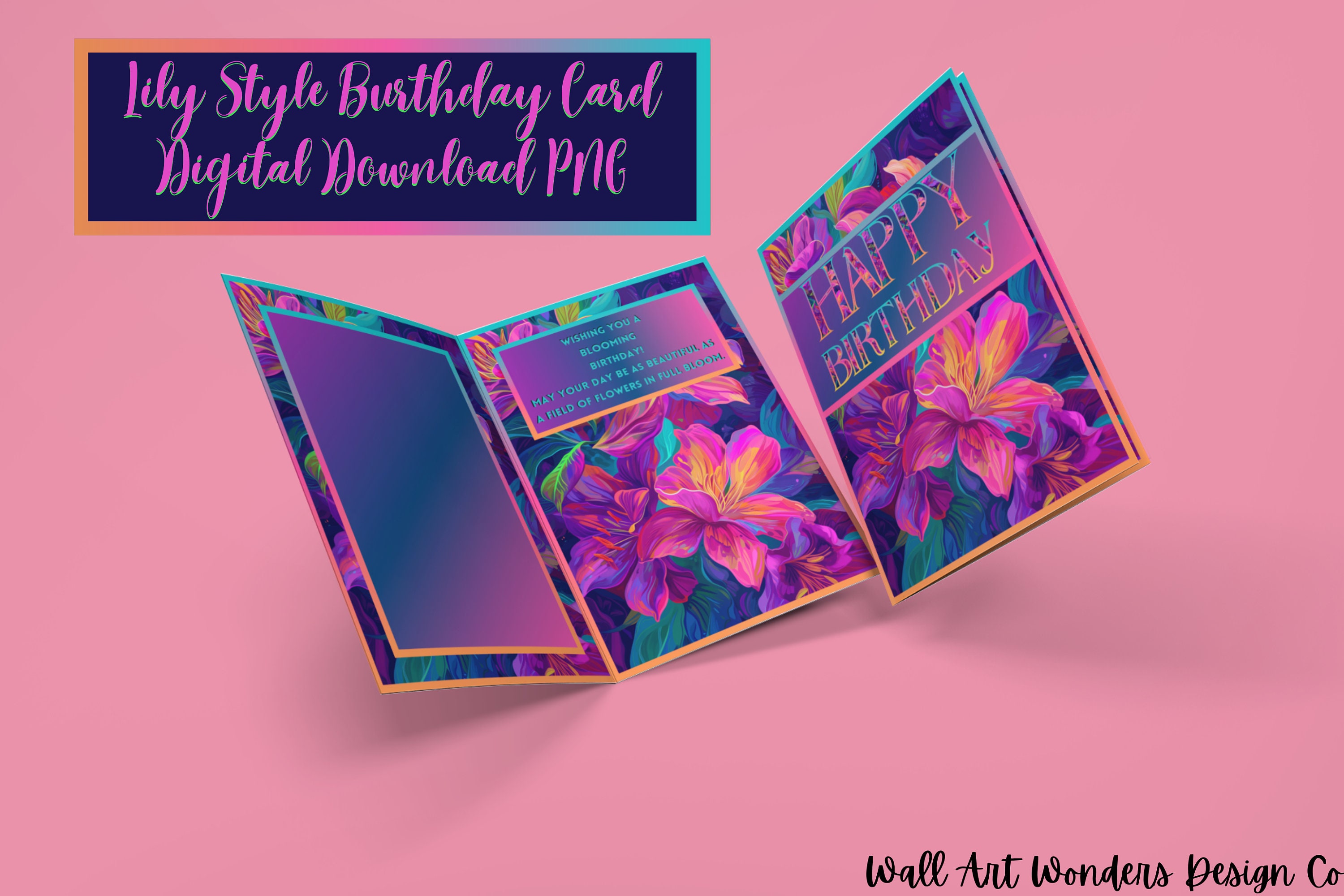 Printable Lily Style Birthday Card PNG | Highest Quality | Original ...