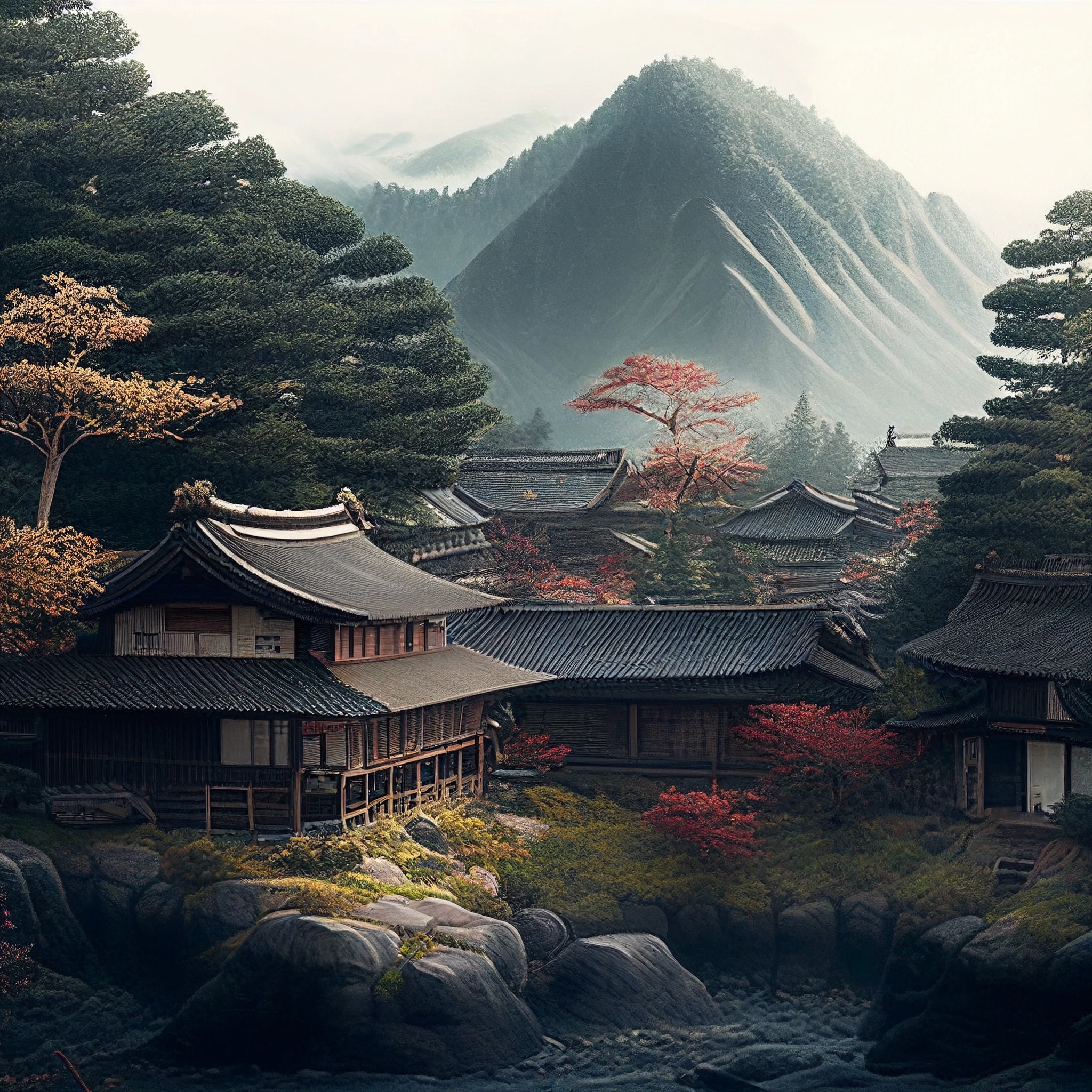 Beautiful Japanese Mountain Village - Etsy