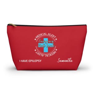 Pochette de médicaments d&#39;urgence personnalisée pour alerte médicale contre l&#39;épilepsie Organisateur de médicaments contre les crises d&#39;épilepsie Samantha pour l&#39;école ou les voyages