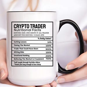 Crypto Trader Mug, Bitcoin Ethereum Doge Coffee Cup, Funny Blockchain Meme Gift, Crypto Bro Life Mug, Bull Market Humor