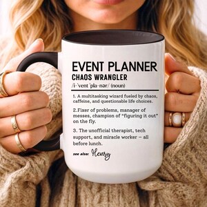 Custom Event Planner Mug, Funny Organizer Gift, Planner Dictionary Mug, Personalized Party Mug, Colorful Mugs (11oz, 15oz)