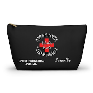 Pochette d'inhalateur d'alerte médicale personnalisée pour l'asthme bronchique sévère Organisateur de médicaments pour l'asthme de Samantha et sac de voyage d'urgence