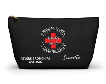 Bolsa de inhalador de alerta médica personalizada: organizador para asma bronquial