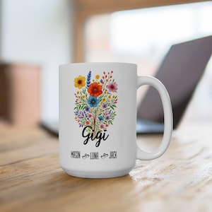 Gigi Mug 11oz 15oz Individuelle Kaffeetasse Geschenk für Oma Geburtstag oder Muttertag Personalisierte Keramiktasse für Sie von Grandkids