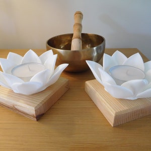 Lotus flower candle, lotus tealight holder, zen candle, wood candle and 3 D printing, 2 sizes