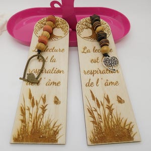 Personalized wooden bookmarks, wooden and pearl bookmarks, Zen bookmarks, tree of life bookmarks, pompom bookmarks