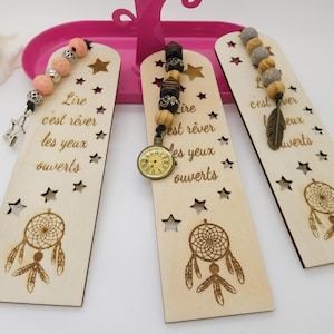 Personalized wooden bookmarks, wooden and pearl bookmarks, zen bookmarks, dreamcatcher bookmarks, pompom bookmarks