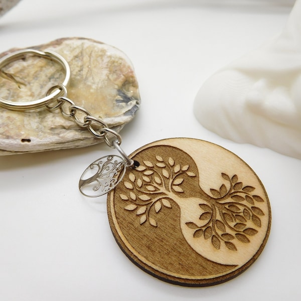 Porte clé personnalisé Zen , yin yang arbre , harmonie , cadeau fête des mères , anniversaire